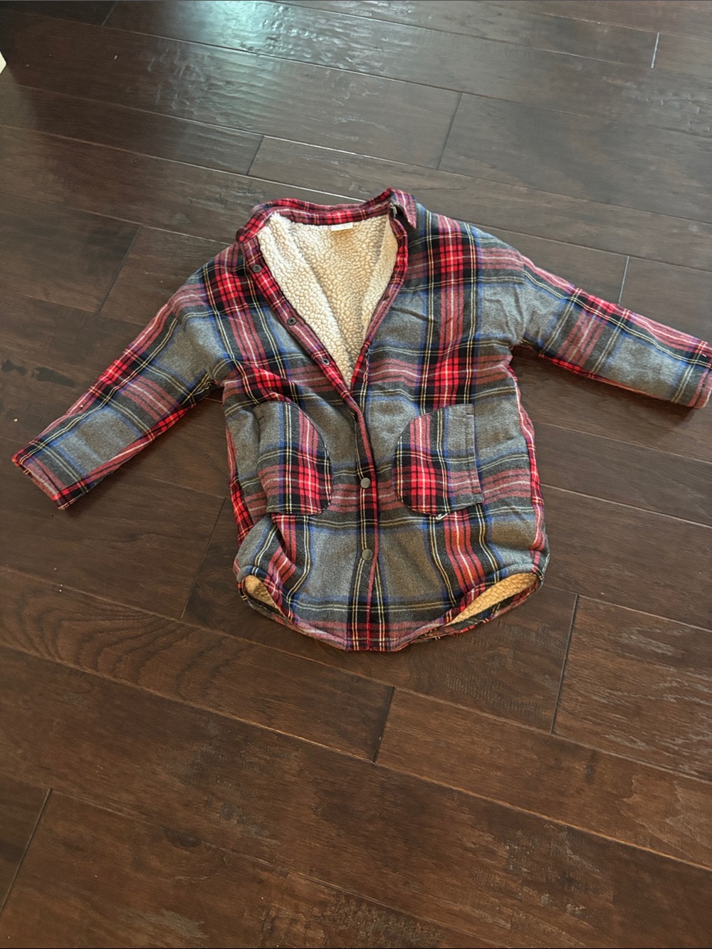 Zara Red Plaid Sherpa-Lined Shirt Jacket